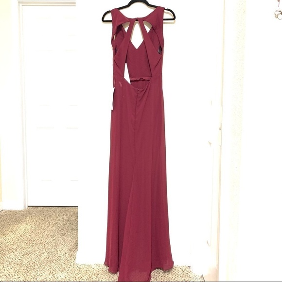 HAYLEY PAIGE OCCASIONS chiffon burgundy maxi 6 - Picture 7 of 11